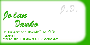 jolan damko business card